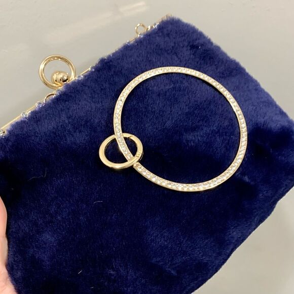 Handmade Genuine Shearling, Chic Design Kisslock Wristlet Ring Bag/Crossbody - Picture 15 of 17